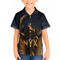 Greek Mythology Nyx Kid Hawaiian Shirt Starry Night Classical Art Greek Key Pattern