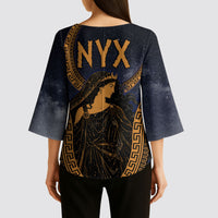 Greek Mythology Nyx Kimono Sleeve Blouse Starry Night Classical Art Greek Key Pattern