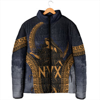 Greek Mythology Nyx Padded Jacket Starry Night Classical Art Greek Key Pattern