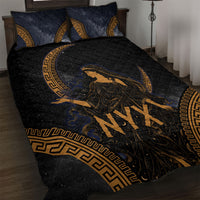 Greek Mythology Nyx Quilt Bed Set Starry Night Classical Art Greek Key Pattern