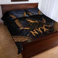 Greek Mythology Nyx Quilt Bed Set Starry Night Classical Art Greek Key Pattern