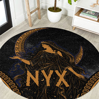 Greek Mythology Nyx Round Carpet Starry Night Classical Art Greek Key Pattern
