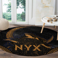Greek Mythology Nyx Round Carpet Starry Night Classical Art Greek Key Pattern