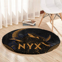 Greek Mythology Nyx Round Carpet Starry Night Classical Art Greek Key Pattern