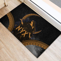 Greek Mythology Nyx Rubber Doormat Starry Night Classical Art Greek Key Pattern