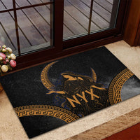 Greek Mythology Nyx Rubber Doormat Starry Night Classical Art Greek Key Pattern