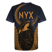Greek Mythology Nyx Rugby Jersey Starry Night Classical Art Greek Key Pattern