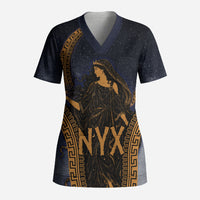Greek Mythology Nyx Scrub Top Starry Night Classical Art Greek Key Pattern