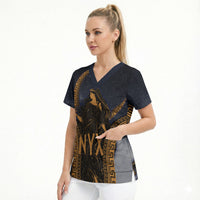 Greek Mythology Nyx Scrub Top Starry Night Classical Art Greek Key Pattern