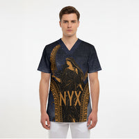 Greek Mythology Nyx Scrub Top Starry Night Classical Art Greek Key Pattern