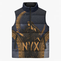 Greek Mythology Nyx Sleeveless Puffer Jacket Starry Night Classical Art Greek Key Pattern