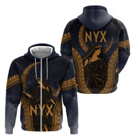 Greek Mythology Nyx Zip Hoodie Starry Night Classical Art Greek Key Pattern