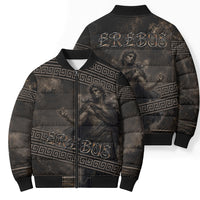 Greek Mythology Erebus Bomber Puffer Jacket God Of Darkness Classical Art Greek Key Pattern