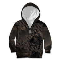 Greek Mythology Erebus Kid Hoodie God Of Darkness Classical Art Greek Key Pattern