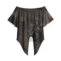 Greek Mythology Erebus Off Shoulder Wrap Waist Top God Of Darkness Classical Art Greek Key Pattern