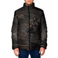Greek Mythology Erebus Padded Jacket God Of Darkness Classical Art Greek Key Pattern