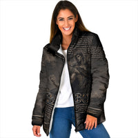 Greek Mythology Erebus Padded Jacket God Of Darkness Classical Art Greek Key Pattern