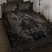 Greek Mythology Erebus Quilt Bed Set God Of Darkness Classical Art Greek Key Pattern