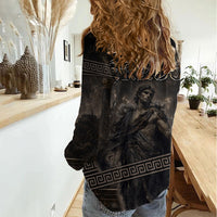 Greek Mythology Erebus Women Casual Shirt God Of Darkness Classical Art Greek Key Pattern