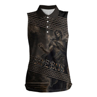 Greek Mythology Erebus Women Sleeveless Polo Shirt God Of Darkness Classical Art Greek Key Pattern