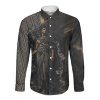 Erebus Greek Mythology Long Sleeve Button Shirt Ancient Greek God Of Darkness Fantasy Art