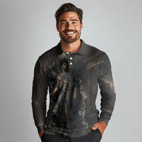 Erebus Greek Mythology Long Sleeve Polo Shirt Ancient Greek God Of Darkness Fantasy Art