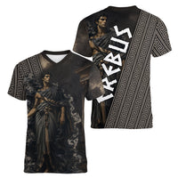 Erebus Greek Mythology Women V-Neck T-Shirt Ancient Greek God Of Darkness Fantasy Art