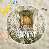Sukkot Beach Blanket Jewish Holiday Gratitude Dwells Here - Vintage Botanical Sukkah