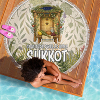 Sukkot Beach Blanket Jewish Holiday Gratitude Dwells Here - Vintage Botanical Sukkah