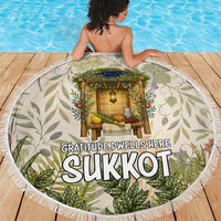 Sukkot Beach Blanket Jewish Holiday Gratitude Dwells Here - Vintage Botanical Sukkah