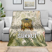 Sukkot Blanket Jewish Holiday Gratitude Dwells Here - Vintage Botanical Sukkah