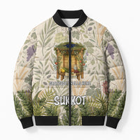 Sukkot Bomber Puffer Jacket Jewish Holiday Gratitude Dwells Here - Vintage Botanical Sukkah