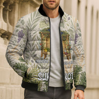 Sukkot Bomber Puffer Jacket Jewish Holiday Gratitude Dwells Here - Vintage Botanical Sukkah