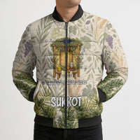 Sukkot Bomber Puffer Jacket Jewish Holiday Gratitude Dwells Here - Vintage Botanical Sukkah