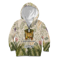 Sukkot Kid Hoodie Jewish Holiday Gratitude Dwells Here - Vintage Botanical Sukkah