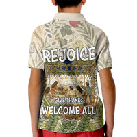 Sukkot Kid Polo Shirt Jewish Holiday Gratitude Dwells Here - Vintage Botanical Sukkah