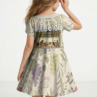 Sukkot Kid Short Sleeve Dress Jewish Holiday Gratitude Dwells Here - Vintage Botanical Sukkah