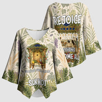 Sukkot Kimono Sleeve Blouse Jewish Holiday Gratitude Dwells Here - Vintage Botanical Sukkah