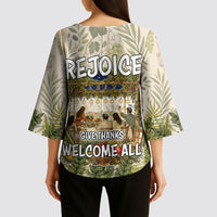 Sukkot Kimono Sleeve Blouse Jewish Holiday Gratitude Dwells Here - Vintage Botanical Sukkah