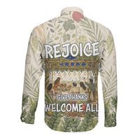 Sukkot Long Sleeve Button Shirt Jewish Holiday Gratitude Dwells Here - Vintage Botanical Sukkah