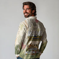 Sukkot Long Sleeve Polo Shirt Jewish Holiday Gratitude Dwells Here - Vintage Botanical Sukkah