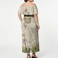 Sukkot Off Shoulder Maxi Dress Jewish Holiday Gratitude Dwells Here - Vintage Botanical Sukkah
