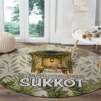 Sukkot Round Carpet Jewish Holiday Gratitude Dwells Here - Vintage Botanical Sukkah