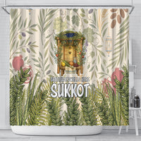 Sukkot Shower Curtain Jewish Holiday Gratitude Dwells Here - Vintage Botanical Sukkah