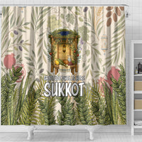 Sukkot Shower Curtain Jewish Holiday Gratitude Dwells Here - Vintage Botanical Sukkah