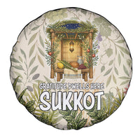 Sukkot Spare Tire Cover Jewish Holiday Gratitude Dwells Here - Vintage Botanical Sukkah