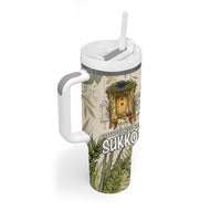 Sukkot Tumbler With Handle Jewish Holiday Gratitude Dwells Here - Vintage Botanical Sukkah