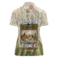 Sukkot Women Polo Shirt Jewish Holiday Gratitude Dwells Here - Vintage Botanical Sukkah