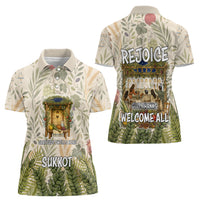 Sukkot Women Polo Shirt Jewish Holiday Gratitude Dwells Here - Vintage Botanical Sukkah