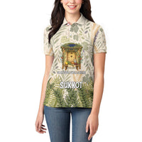 Sukkot Women Polo Shirt Jewish Holiday Gratitude Dwells Here - Vintage Botanical Sukkah